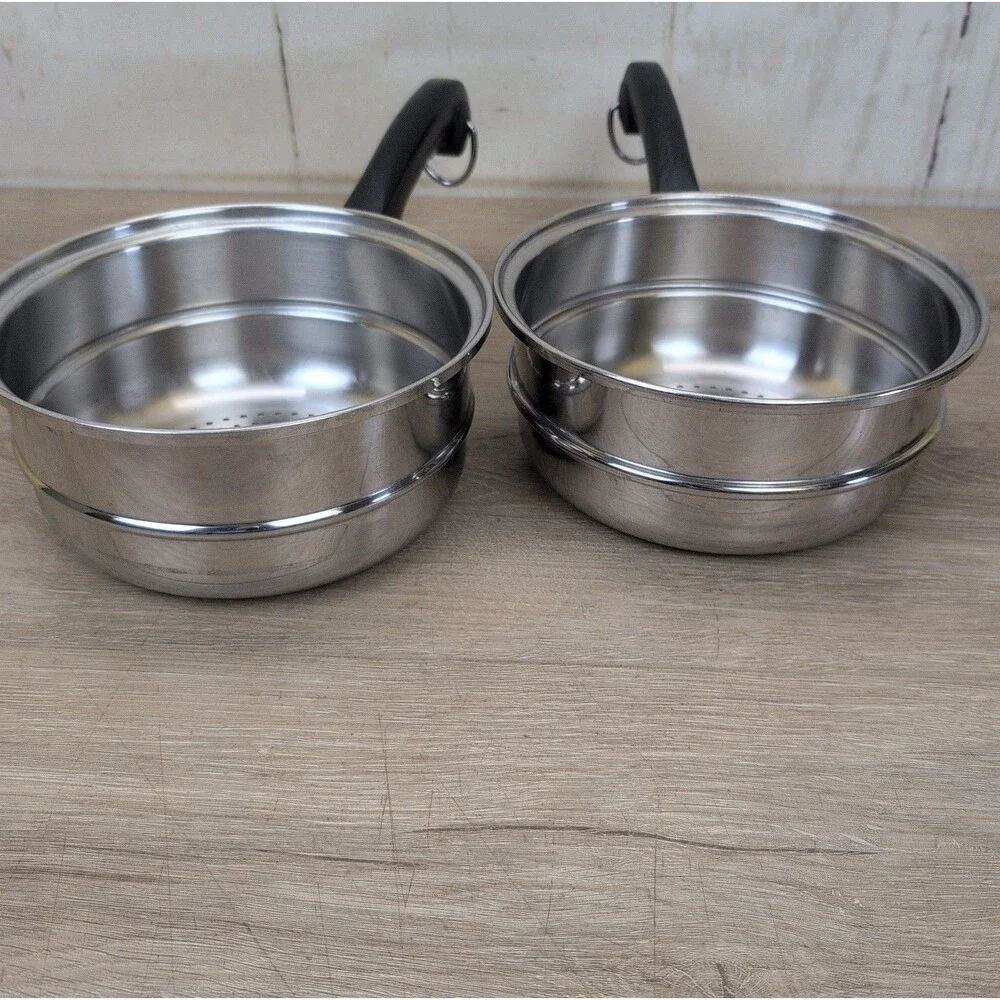 Lot Of 2 Saladmaster 8” Steamer Inserts Strainer Colander Stainless Steel